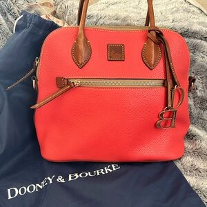 Elegant orange/pink/ dark salmon Leather Handbag